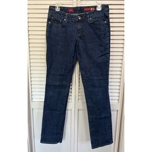 X2 Skinny Dark Wash Denim Jeans Low Rise Size 6 Long Zip Logo